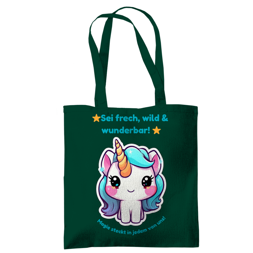 Einhorn Stofftasche – „Sei frech, wild & wunderbar!“