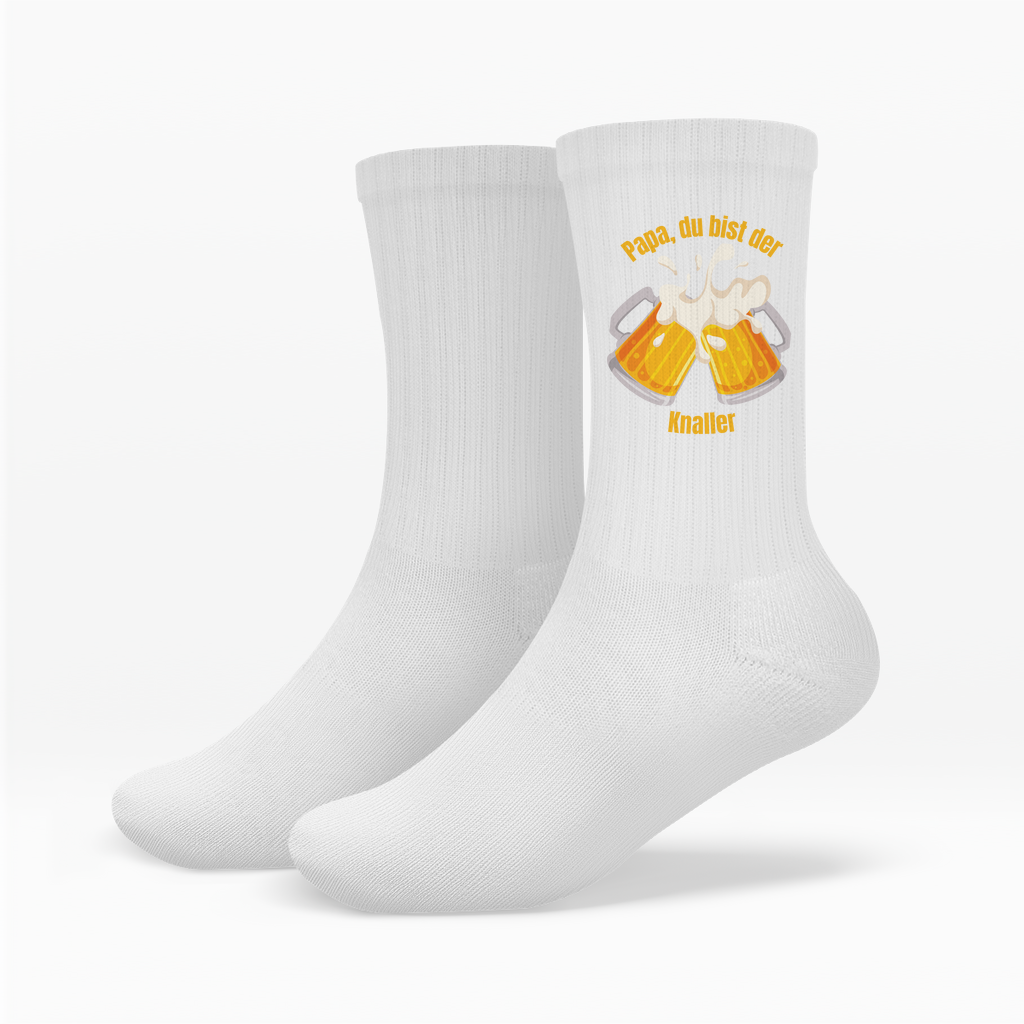 Socken „Papa, du bist der Knaller“ – Bierkrug-Motiv | Lustige Vatertags-Socken