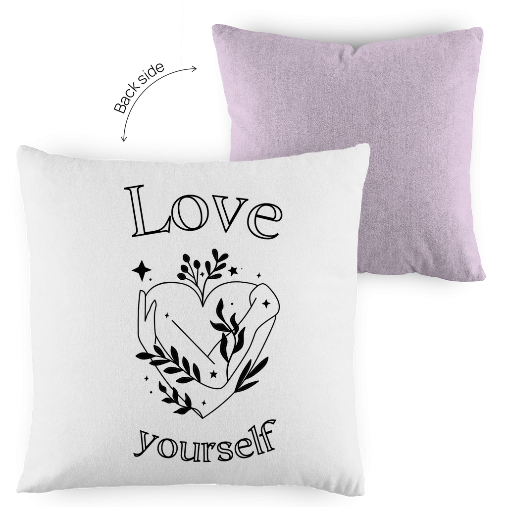 Love yourself Kissen zweifarbig | Selbstliebe Dekokissen | Vintage Kissen mit Statement |
