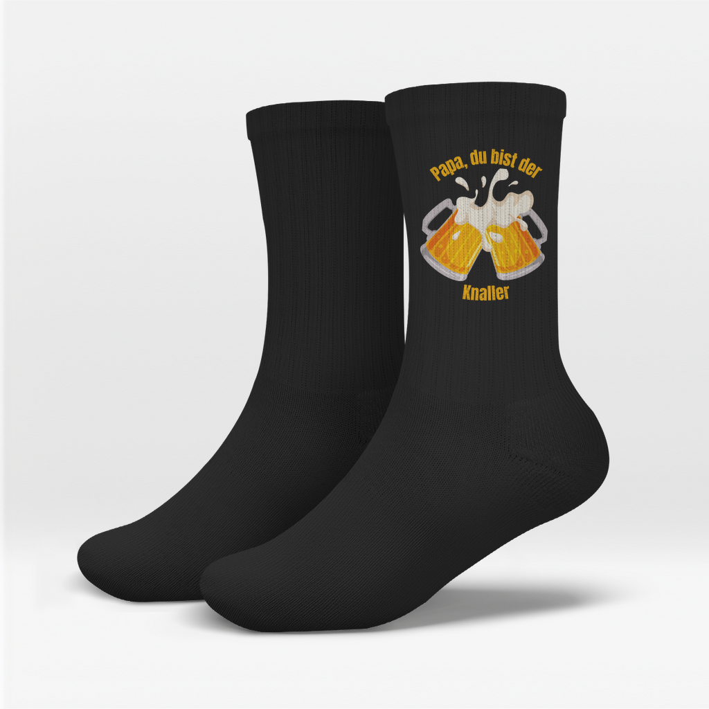 Socken „Papa, du bist der Knaller“ – Bierkrug-Motiv | Lustige Vatertags-Socken