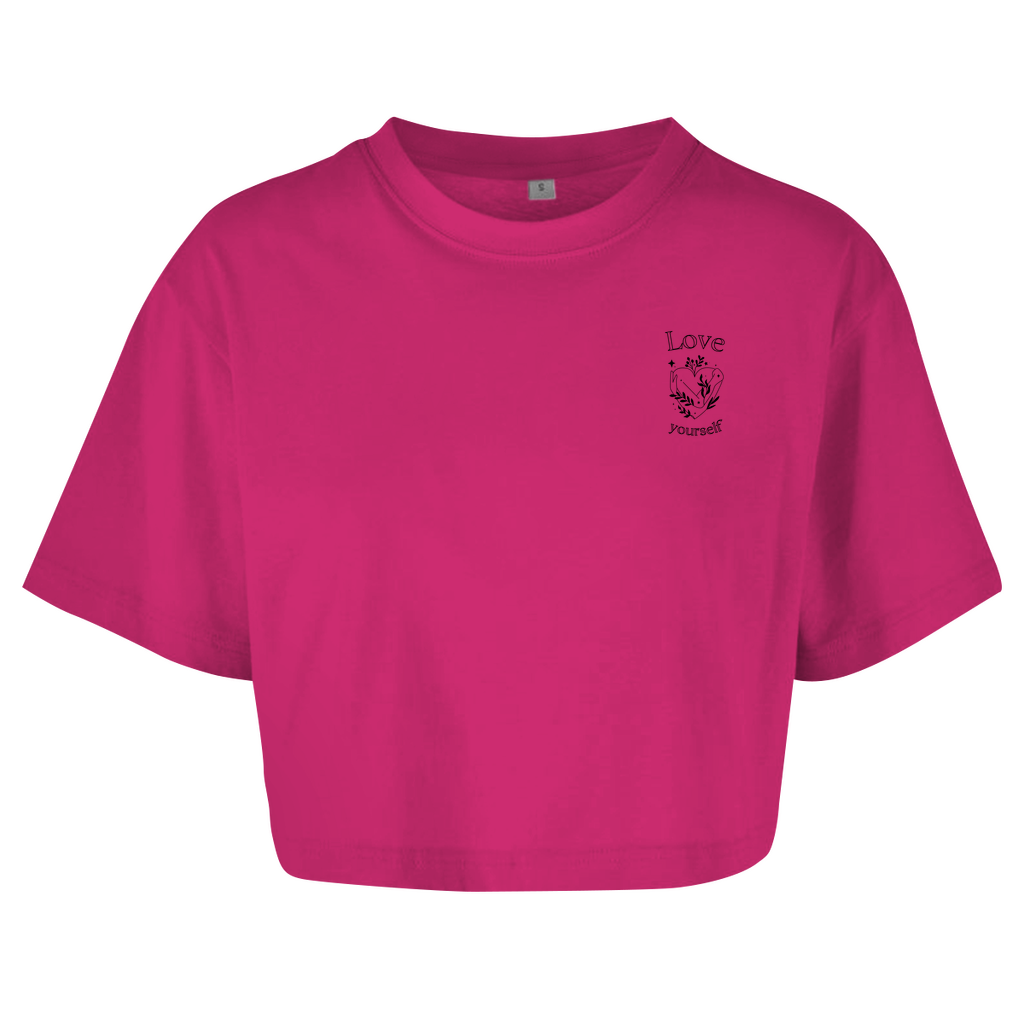 Love yourself Crop Top Damen | Oversize Shirt | Selbstliebe Mode | Statement Sommer-Top |