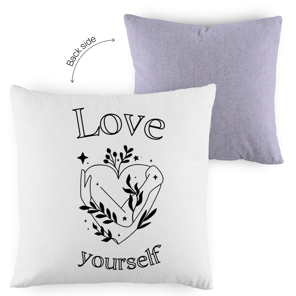 Love yourself Kissen zweifarbig | Selbstliebe Dekokissen | Vintage Kissen mit Statement |