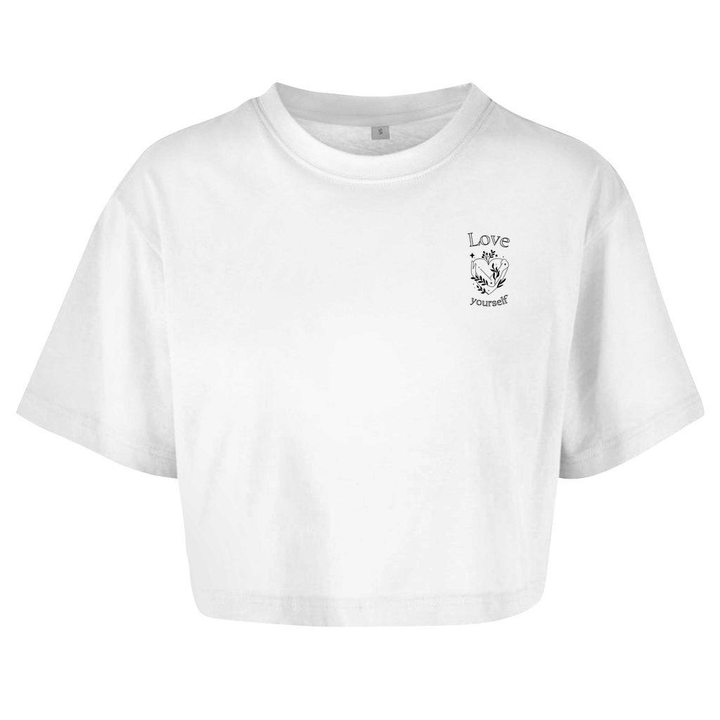 Love yourself Crop Top Damen | Oversize Shirt | Selbstliebe Mode | Statement Sommer-Top |