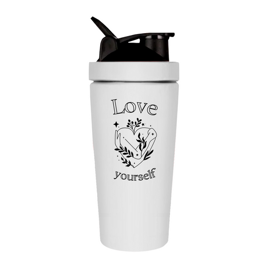 Love yourself Fitness Shaker | Edelstahl Shaker 750ml | Selbstliebe Trinkflasche | Sport & Gym |