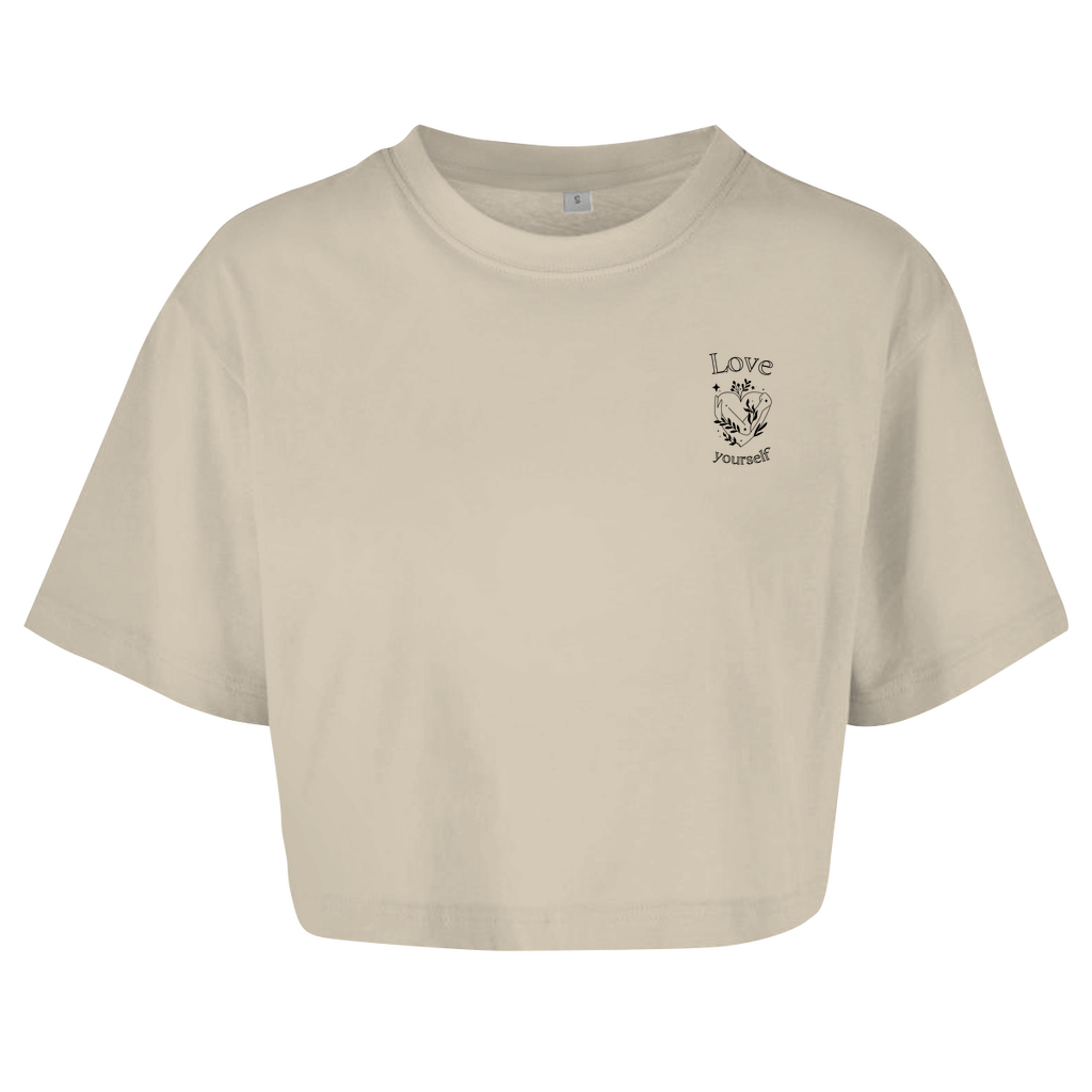 Love yourself Crop Top Damen | Oversize Shirt | Selbstliebe Mode | Statement Sommer-Top |
