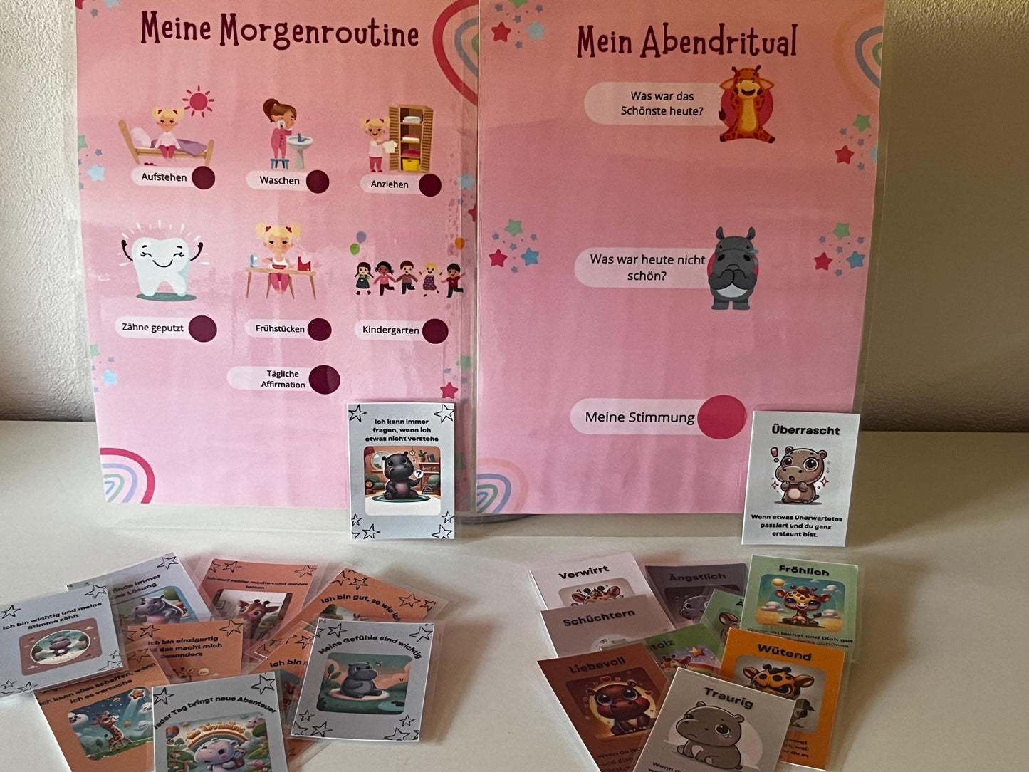 Morgen- und Abendritual-Planer für Kindergartenkinder. Mit Affirmations- und Gefühlskarten