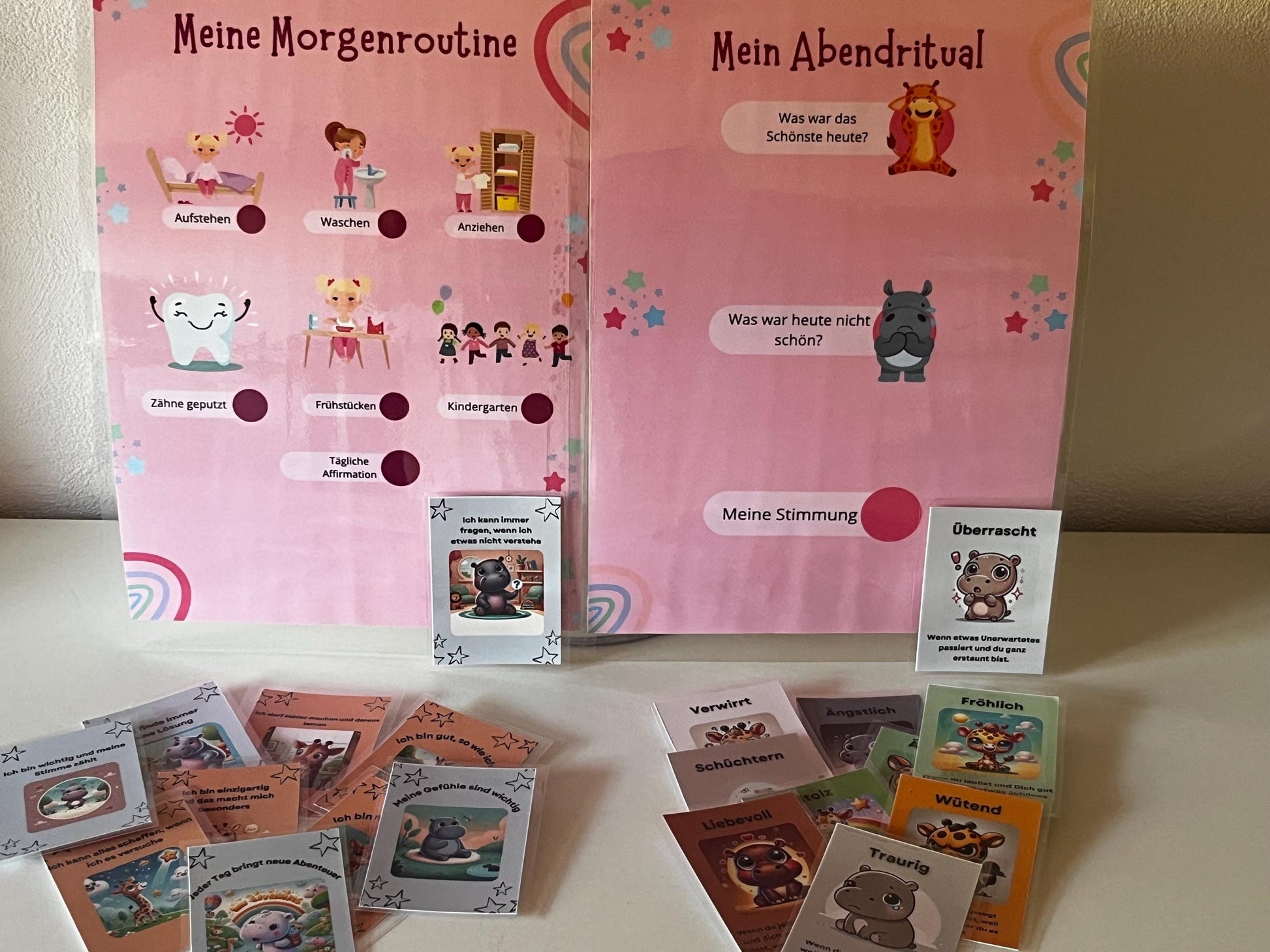 Morgen- und Abendritual-Planer für Kindergartenkinder. Mit Affirmations- und Gefühlskarten