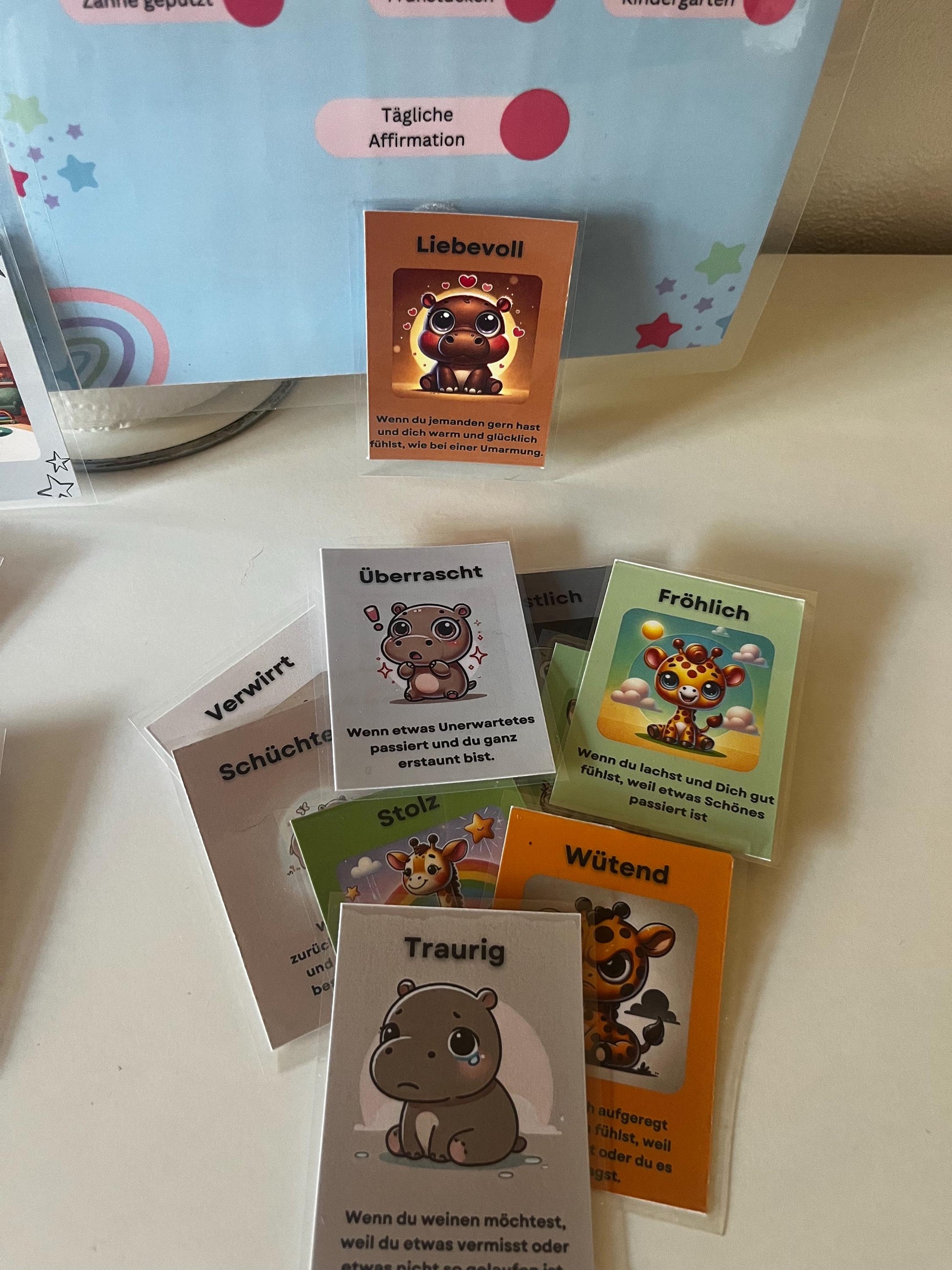 Morgen- und Abendritual-Planer für Kindergartenkinder. Mit Affirmations- und Gefühlskarten