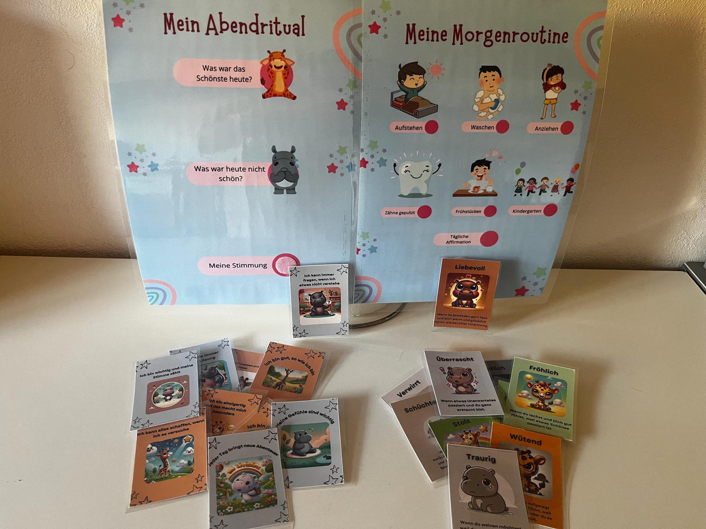 Morgen- und Abendritual-Planer für Kindergartenkinder. Mit Affirmations- und Gefühlskarten
